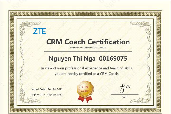 ZTE certificate
